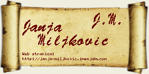 Janja Miljković vizit kartica
